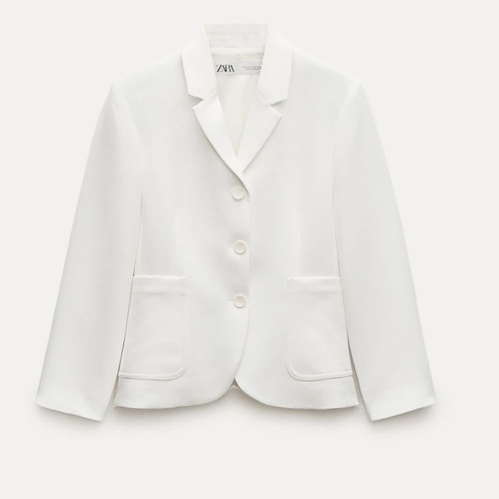 Zara NWT ZW Collection blazer with lapel collar white 2247/178